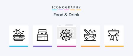 Ilustración de Food And Drink Line 5 Icon Pack Including drink. breakfast. cook. summer. Creative Icons Design - Imagen libre de derechos