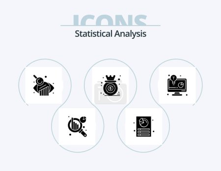 Illustration for Statistical Analysis Glyph Icon Pack 5 Icon Design. business report. business development. graphical analysis. growth. diagram - Royalty Free Image