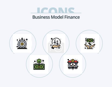 Téléchargez les illustrations : Finance Line Filled Icon Pack 5 Icon Design. cryptocurrency. coin. private. saving. management - en licence libre de droit