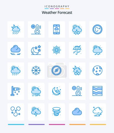 Téléchargez les illustrations : Creative Weather 25 Blue icon pack  Such As measure. climate. cloud. weather. rain - en licence libre de droit