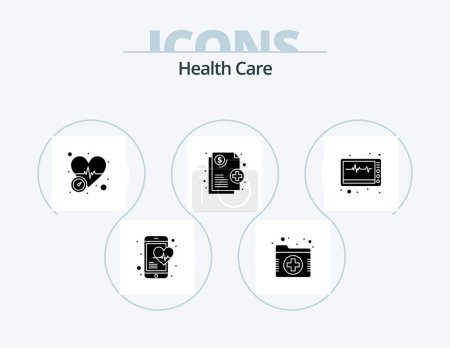 Téléchargez les illustrations : Health Care Glyph Icon Pack 5 Icon Design. medical equipment. blood. medical. health - en licence libre de droit