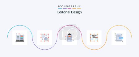 Téléchargez les illustrations : Editorial Design Flat 5 Icon Pack Including creative. page. checklist. document. copywriting - en licence libre de droit