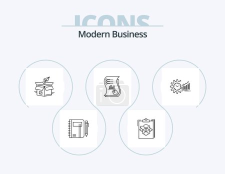 Ilustración de Modern Business Line Icon Pack 5 Icon Design. money. finance. business. coins. dollar - Imagen libre de derechos