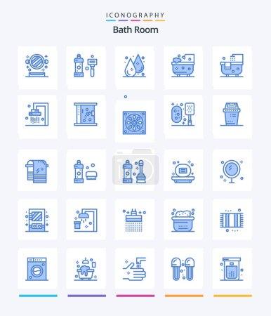 Illustration for Creative Bath Room 25 Blue icon pack  Such As bathroom. cleaning. shower. bathroom. water+ - Royalty Free Image