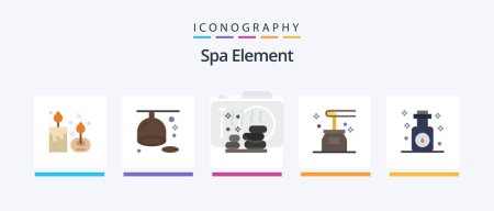 Illustration for Spa Element Flat 5 Icon Pack Including yoga. oil. lemon. honey. wellness. Creative Icons Design - Royalty Free Image