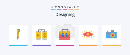 Ilustración de Designing Flat 5 Icon Pack Including design. camera. construction. design. eyes. Creative Icons Design - Imagen libre de derechos