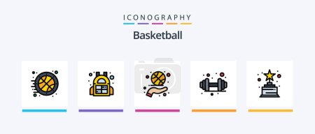 Ilustración de Basketball Line Filled 5 Icon Pack Including sports club globe. sports accessories. clothes. badge. security. Creative Icons Design - Imagen libre de derechos
