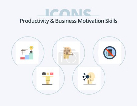 Ilustración de Productivity And Business Motivation Skills Flat Icon Pack 5 Icon Design. avoid. focus. achievements. effort. focusing solutions - Imagen libre de derechos