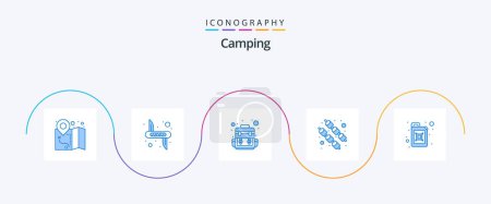 Ilustración de Camping Blue 5 Icon Pack Including . gasoline. bag. canister. marshmallow - Imagen libre de derechos