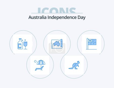 Ilustración de Australia Independence Day Blue Icon Pack 5 Icon Design. country. australia. indigenous. whiskey. bar - Imagen libre de derechos