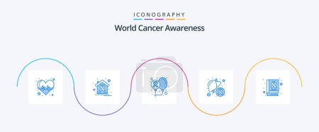 Illustration for World Cancer Awareness Blue 5 Icon Pack Including liver. disease. house. cancer. health - Royalty Free Image