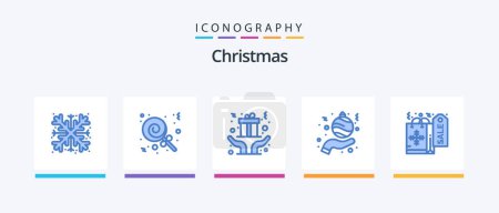 Illustration for Christmas Blue 5 Icon Pack Including xmas. christmas. christmas. hand. christmas. Creative Icons Design - Royalty Free Image