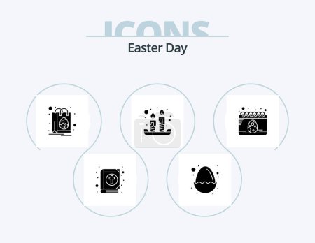 Téléchargez les illustrations : Easter Glyph Icon Pack 5 Icon Design. date. light. bag. spring. candles - en licence libre de droit