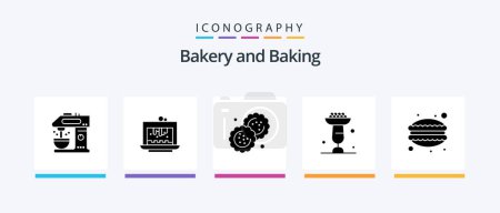 Téléchargez les illustrations : Baking Glyph 5 Icon Pack Including stand. cupcake. dessert. cooking. cutter. Creative Icons Design - en licence libre de droit