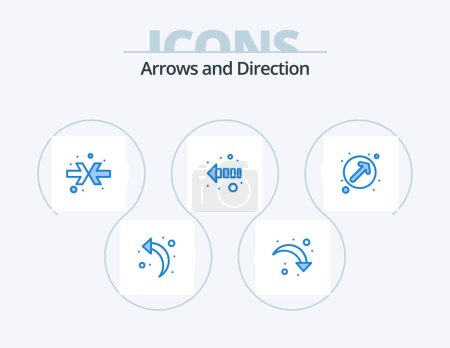 Illustration for Arrow Blue Icon Pack 5 Icon Design. . pointer. arrows. direction. left - Royalty Free Image