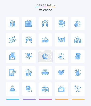 Téléchargez les illustrations : Creative Valentine 25 Blue icon pack  Such As valentine. video camera. love. movie. sweet - en licence libre de droit