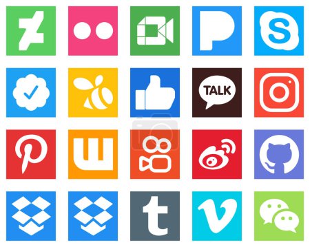 Illustration for 20 Unique Social Media Icons such as pinterest; meta; chat; instagram and facebook icons. Versatile and premium - Royalty Free Image