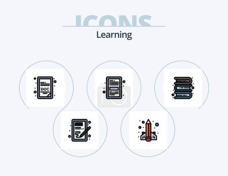 Illustration for Learning Line Filled Icon Pack 5 Icon Design. internet. ebook. study time. distance learning. learning - Royalty Free Image
