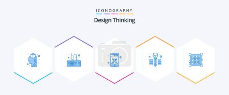 Illustration for Design Thinking 25 Blue icon pack including view. grid. design. pencil. creative - Royalty Free Image