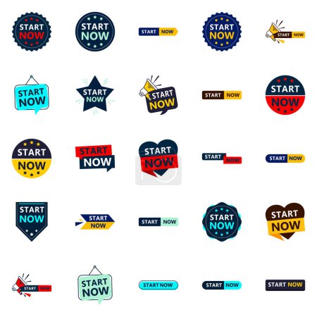 Téléchargez les illustrations : Start Now 25 Eye catching Typographic Banners for boosting engagement - en licence libre de droit