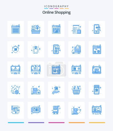 Illustration for Creative Online Shopping 25 Blue icon pack  Such As order. shop. online. list. check list - Royalty Free Image