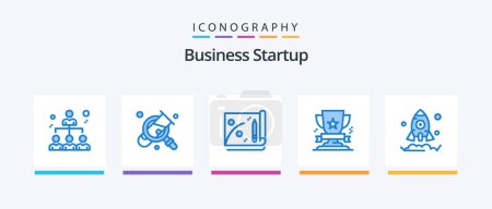 Ilustración de Business Startup Blue 5 Icon Pack Including launch. prize. achievement. medal. cup. Creative Icons Design - Imagen libre de derechos