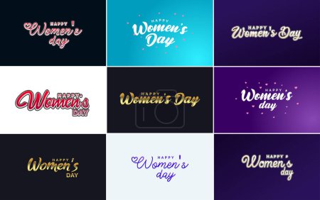 Téléchargez les illustrations : Eight March typographic design set with a Happy Women's Day theme - en licence libre de droit