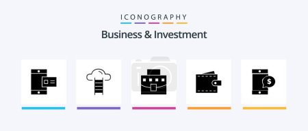 Téléchargez les illustrations : Business And Investment Glyph 5 Icon Pack Including mobile. user. user. interface. business. Creative Icons Design - en licence libre de droit