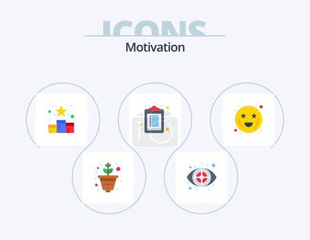 Illustration for Motivation Flat Icon Pack 5 Icon Design. emoticons. adoration. position. list. checklist - Royalty Free Image