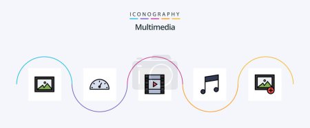 Ilustración de Multimedia Line Filled Flat 5 Icon Pack Including . play. photo. add - Imagen libre de derechos