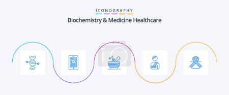 Téléchargez les illustrations : Biochemistry And Medicine Healthcare Blue 5 Icon Pack Including oncology. hospital. medical. injured. patient - en licence libre de droit