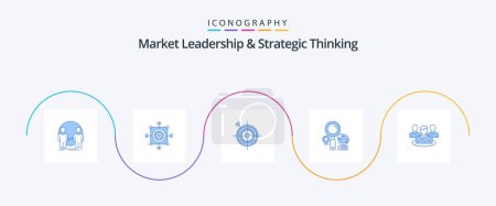 Ilustración de Market Leadership And Strategic Thinking Blue 5 Icon Pack Including gossip. group. arrow. finder - Imagen libre de derechos