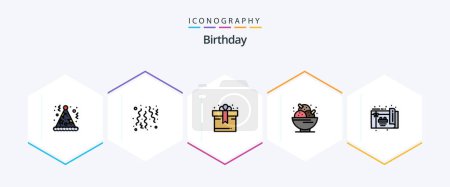 Illustration for Birthday 25 FilledLine icon pack including party. sweet. birthday. party. dessert - Royalty Free Image