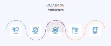 Illustration for Notifications Blue 5 Icon Pack Including mobile. device. charge. train. bell - Royalty Free Image