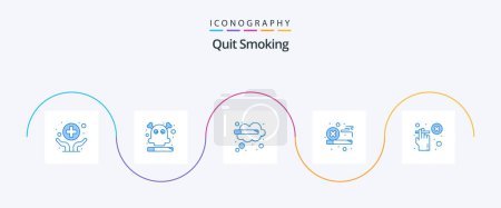 Ilustración de Quit Smoking Blue 5 Icon Pack Including cigarette. smoke. dangerous. thinking. quit - Imagen libre de derechos