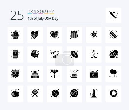 Ilustración de Usa 25 Solid Glyph icon pack including star. men. american. usa police. badge - Imagen libre de derechos