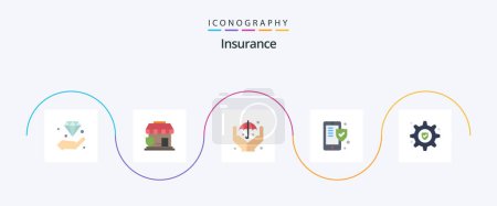 Illustration for Insurance Flat 5 Icon Pack Including gear insurance. shield. shop. security. phone - Royalty Free Image
