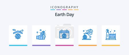 Ilustración de Earth Day Blue 5 Icon Pack Including eco manufacturing. green. calender. day. world. Creative Icons Design - Imagen libre de derechos