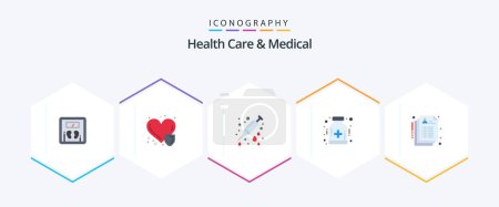 Illustration for Health Care And Medical 25 Flat icon pack including health. hospital. care. health. care - Royalty Free Image