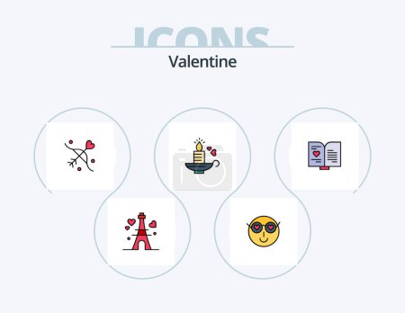 Illustration for Valentine Line Filled Icon Pack 5 Icon Design. bed. day. love. valentines. wedding - Royalty Free Image