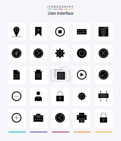 Illustration for Creative User Interface 25 Glyph Solid Black icon pack  Such As error. user. interface. interface. credit - Royalty Free Image