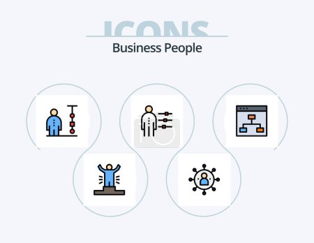 Ilustración de Business People Line Filled Icon Pack 5 Icon Design. management. finance. teamwork. business. people - Imagen libre de derechos