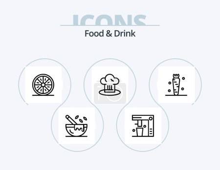 Ilustración de Food And Drink Line Icon Pack 5 Icon Design. kitchenware. boiling. food. kitchen. fast food - Imagen libre de derechos