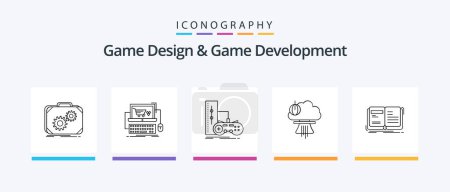 Ilustración de Game Design And Game Development Line 5 Icon Pack Including joystick. game. globe. war. nuclear. Creative Icons Design - Imagen libre de derechos