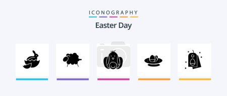 Illustration for Easter Glyph 5 Icon Pack Including tag. egg. chicken. easter. bowl. Creative Icons Design - Royalty Free Image