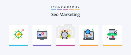 Illustration for Seo Marketing Flat 5 Icon Pack Including . marketing. stop. seo. marketing. Creative Icons Design - Royalty Free Image