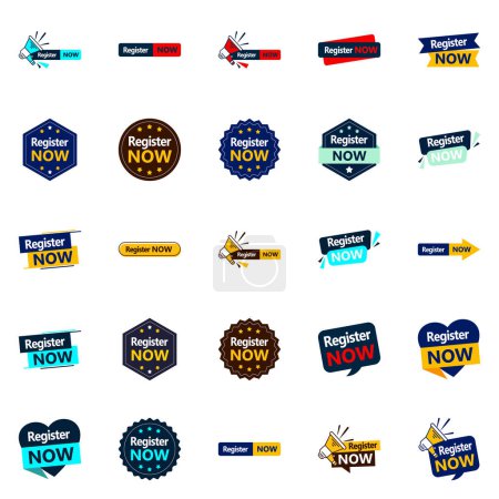 Ilustración de 25 Professional Typographic Banners for Register Now - Imagen libre de derechos