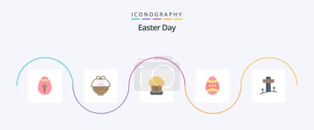 Téléchargez les illustrations : Easter Flat 5 Icon Pack Including christian. egg. cake. easter. bird - en licence libre de droit