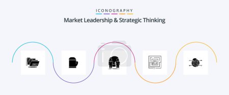 Illustration for Market Leadership And Strategic Thinking Glyph 5 Icon Pack Including puzzel. marketing. man. idea. duplicate - Royalty Free Image