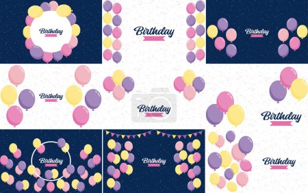 Ilustración de Happy Birthday in a sleek. modern font with a gradient color scheme and a confetti effect - Imagen libre de derechos